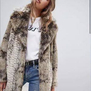Jakke Faux Fur Snake Print Coat